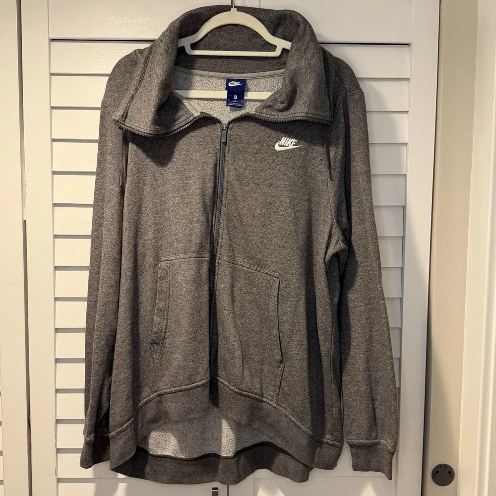 Nike Women's Gray Full-Zip Fleece Sweatshirt Jacket XL Used‎